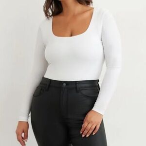 Garage White Square neck Bodysuit